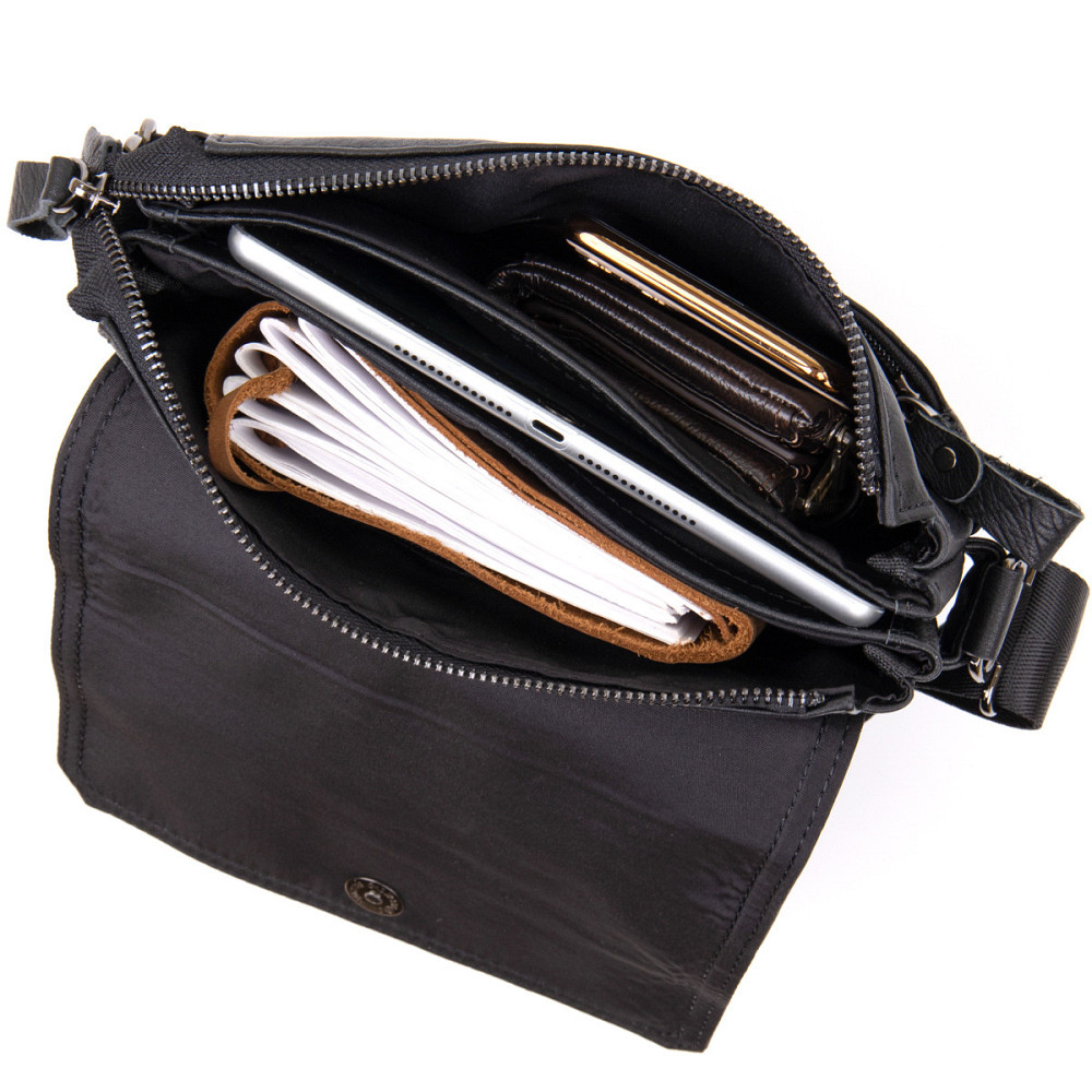 Сумка мужская почтальонка Vintage 20442 Черная Киев - изображение 6