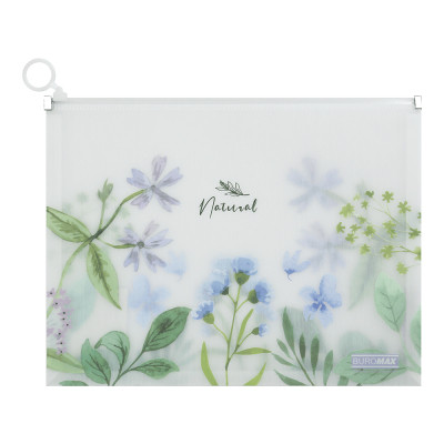 Папка - конверт Buromax на zip-молнии А4 матовый полупрозрачный пластик, ARABESKI, голубой (BM.3975-14) Винница - изображение 1