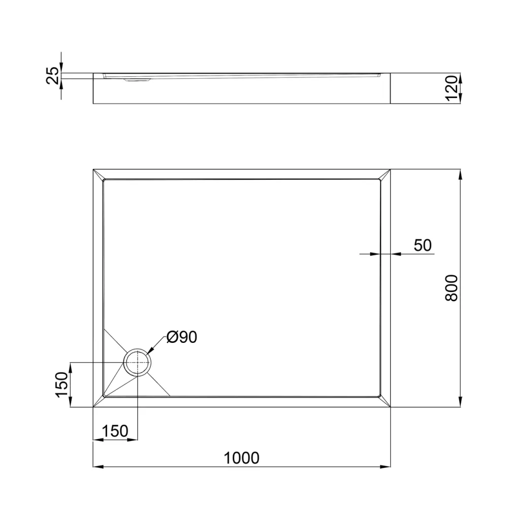 Душовий піддон Qtap Tern 301812C 100x80x12 см + сифон Київ - фото 2