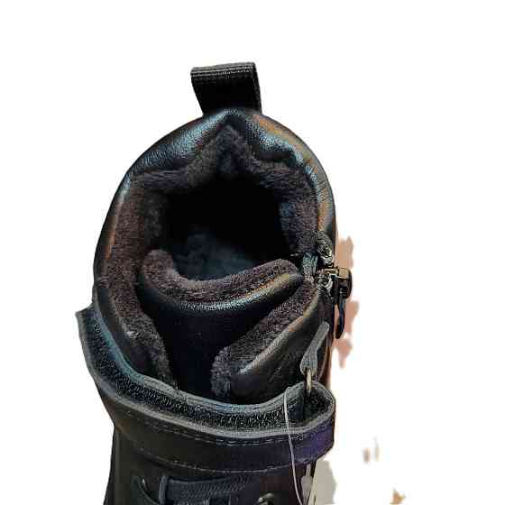 Ботинки на флисе для мальчика подростка черные 32,33,34,35,36,37 Николаев