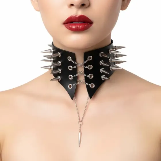Чокер комір з шипами Art of Sex - Ariadne, еко шкіра, колір червоний, L-2XL Львов