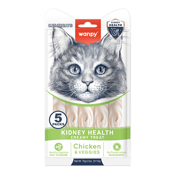 Wanpy Functional Creamy Lickable Treat Kidney Health ВАНПІ ЗДОРОВ’Я НИРОК функціональні рідкі ласощі для котів із нирковою недостатністю Київ - фото 1