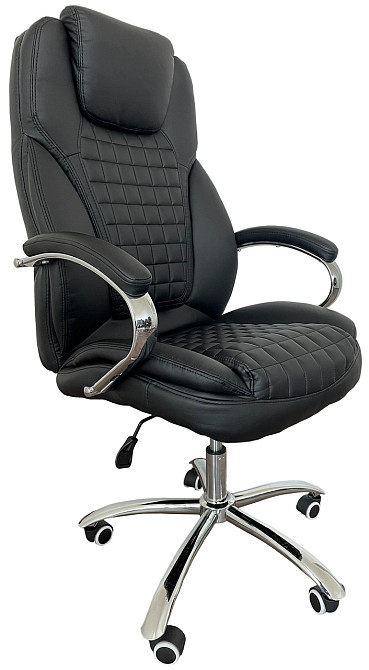 Офісне крісло керівника Tehforward Tesla хром Anyfix Чорний Дніпро - фото 1