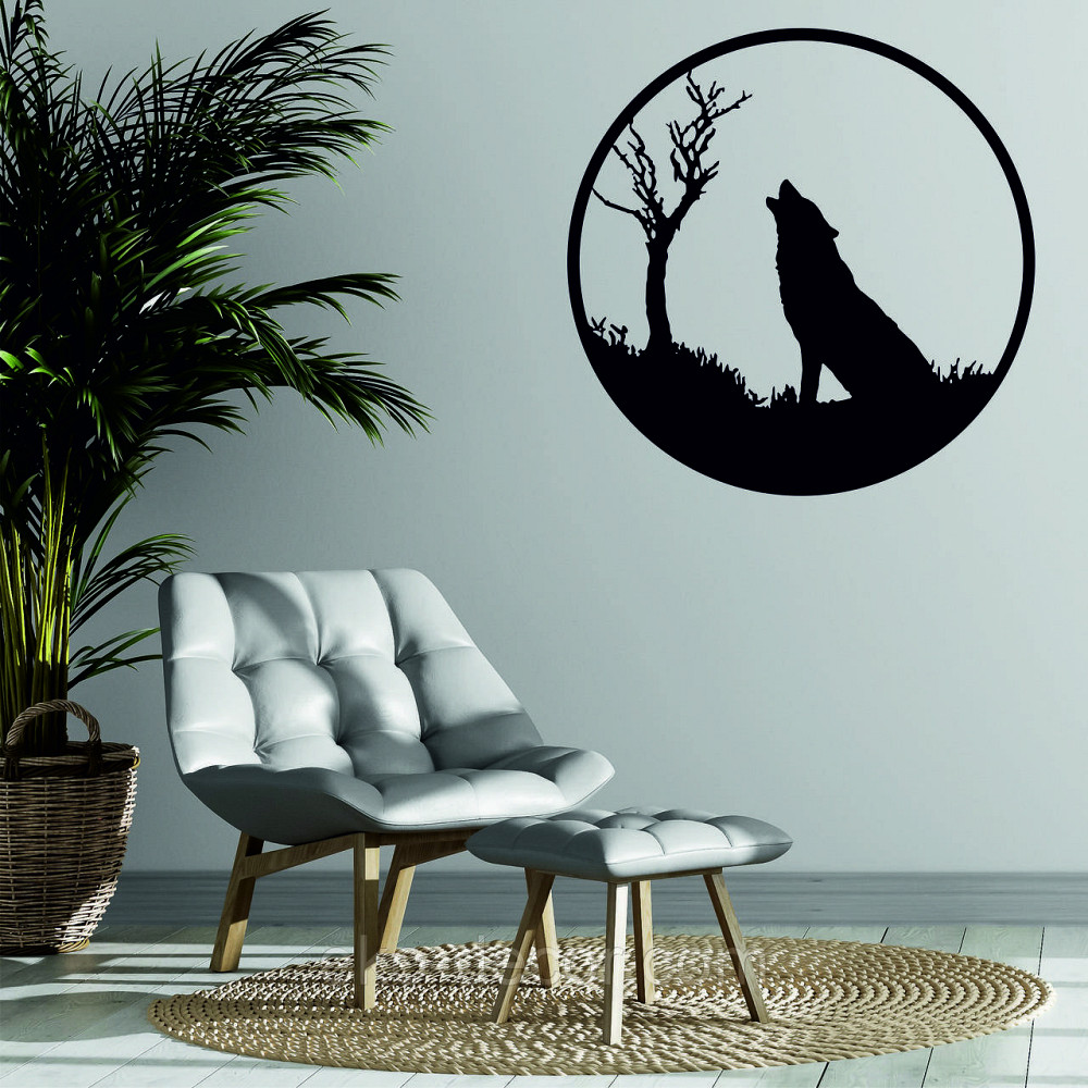 Декоративное настенное Панно «Волк», Декор на стену 70*70 см, Черный Киев - изображение 1
