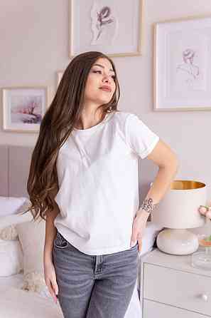 Базовая футболка женская однотонная Молочный S Харьков