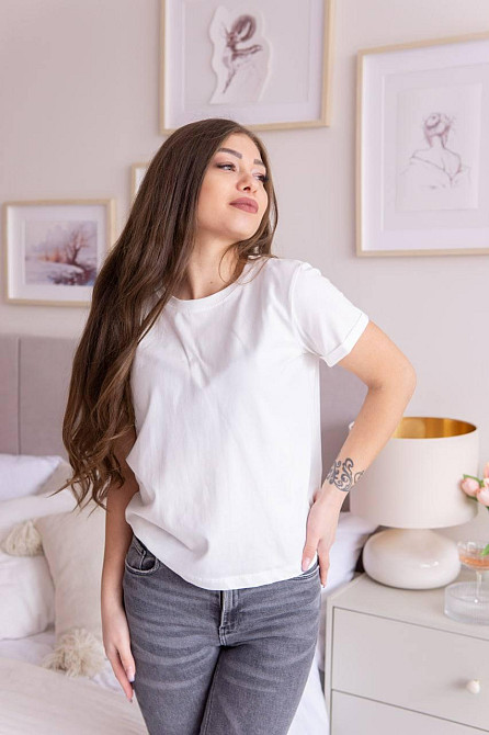 Базова футболка жіноча котон Молочний S Харків - фото 2