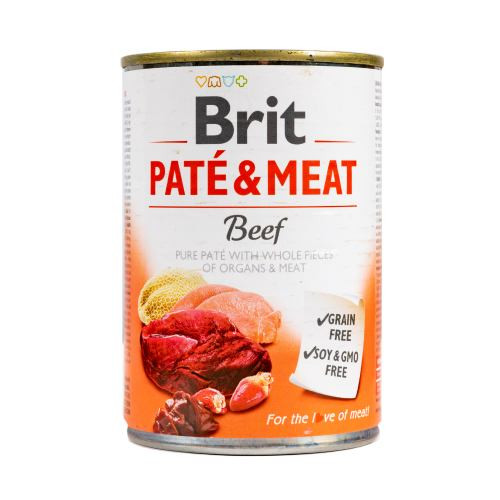 Корм влажный Brit Care Pate and Meat для взрослых собак с говядиной и индейкой 400 г Киев - изображение 1