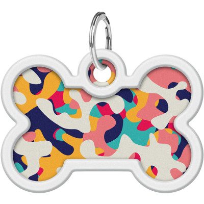 Адресник для тварин WAUDOG Smart ID з QR паспортом "Камо різнокольоровий", кістка 40х28 мм (0640-0206) Вінниця - фото 2