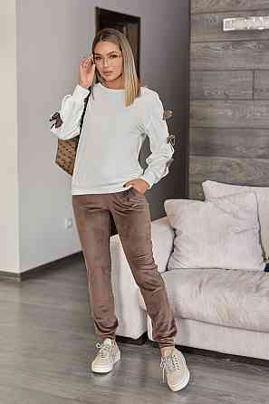 Модний велюровий костюм двійка "Dolce" | Батал Мокко, 54-56 Київ