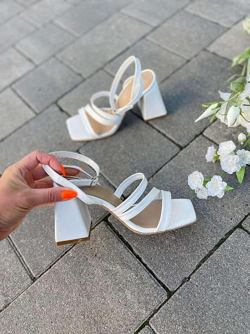 SANTINI Босоніжки жіночі білі шкіряні SANTINI 807381-16 літні на підборах / Стильні босоніжки ш Коломия - фото 1