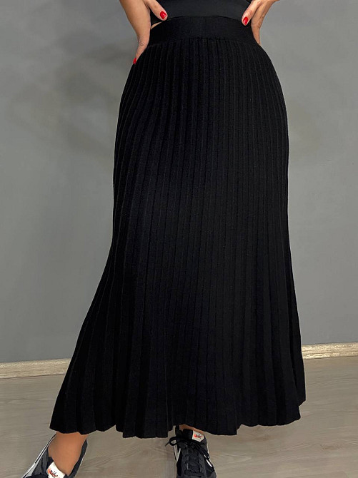 Спідниця жіноча Accorddream 62313 вʼязана пліссе міді на резинці, чорний, one size Київ - фото 6
