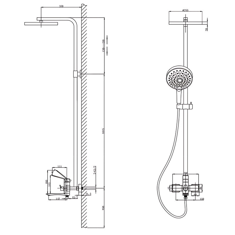 Душова колонна зі змішувачем Mixxus Wilson 009-J Чорний колір (MI7123) Харків - фото 2