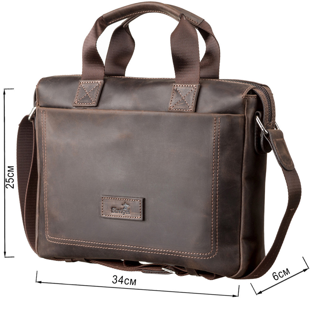 Сумка чоловіча SHVIGEL 11108 шкіряна Коричнева Київ - фото 3