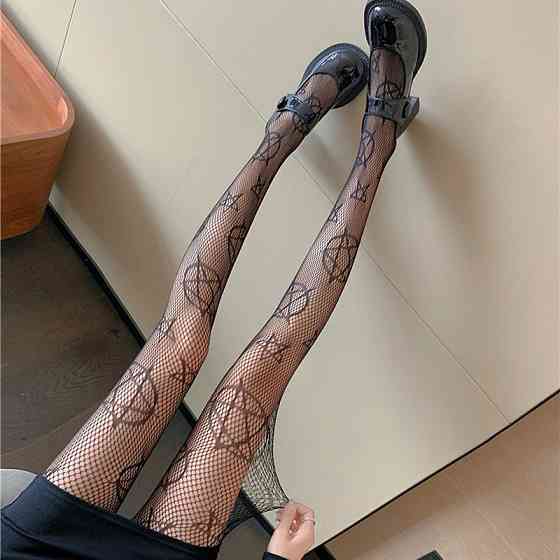 Колготи сітка з малюнком жіночі one size чорний Київ