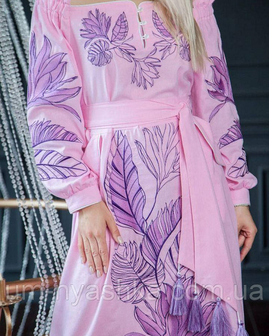 Жіноча вишита сукня на льоні Княжна рожева Кривий Ріг - фото 8