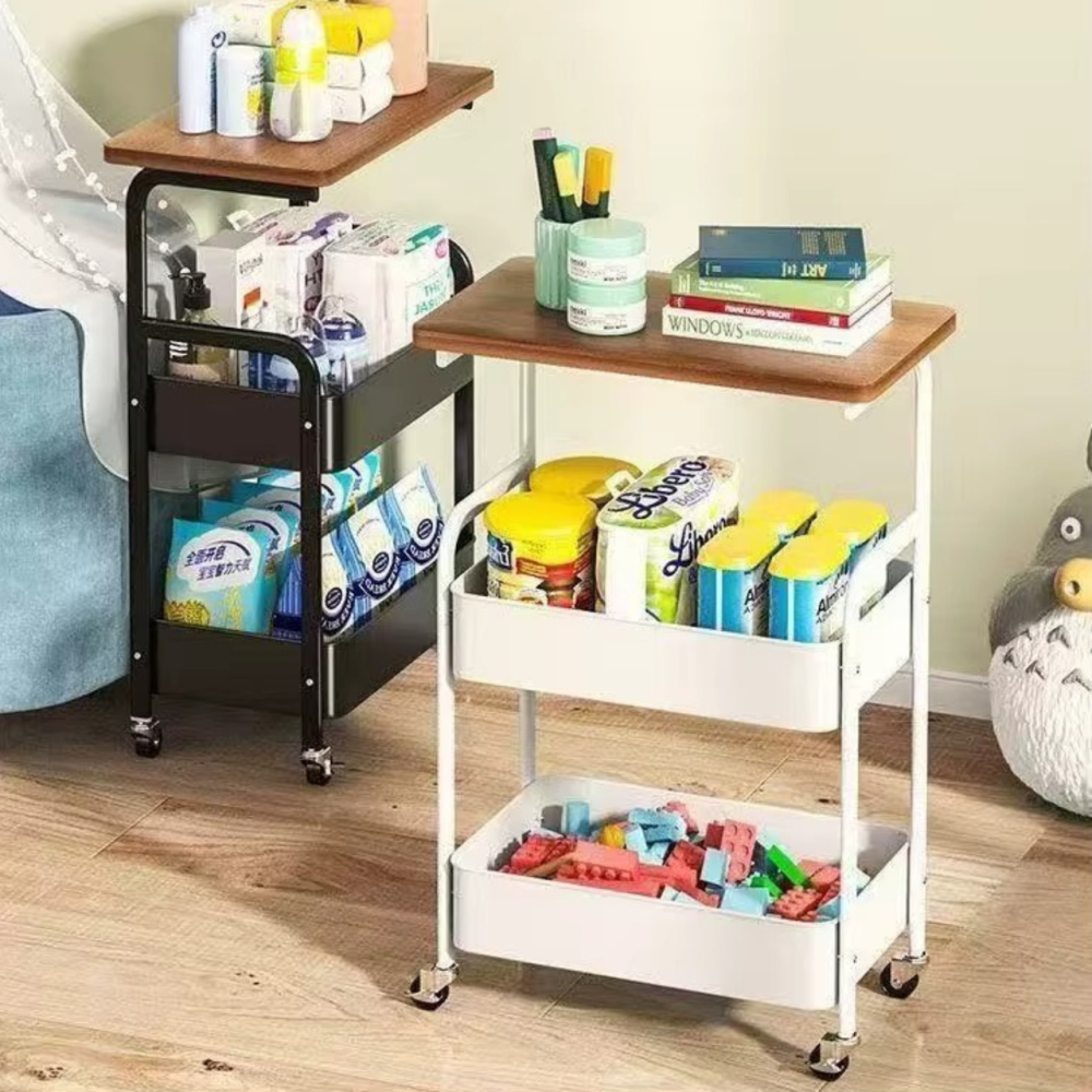 Полка 3-ярусная для хранения,металлическая передвижная тумба для спальни,кухни приставной столик на колесиках Каменец-Подольский - изображение 8