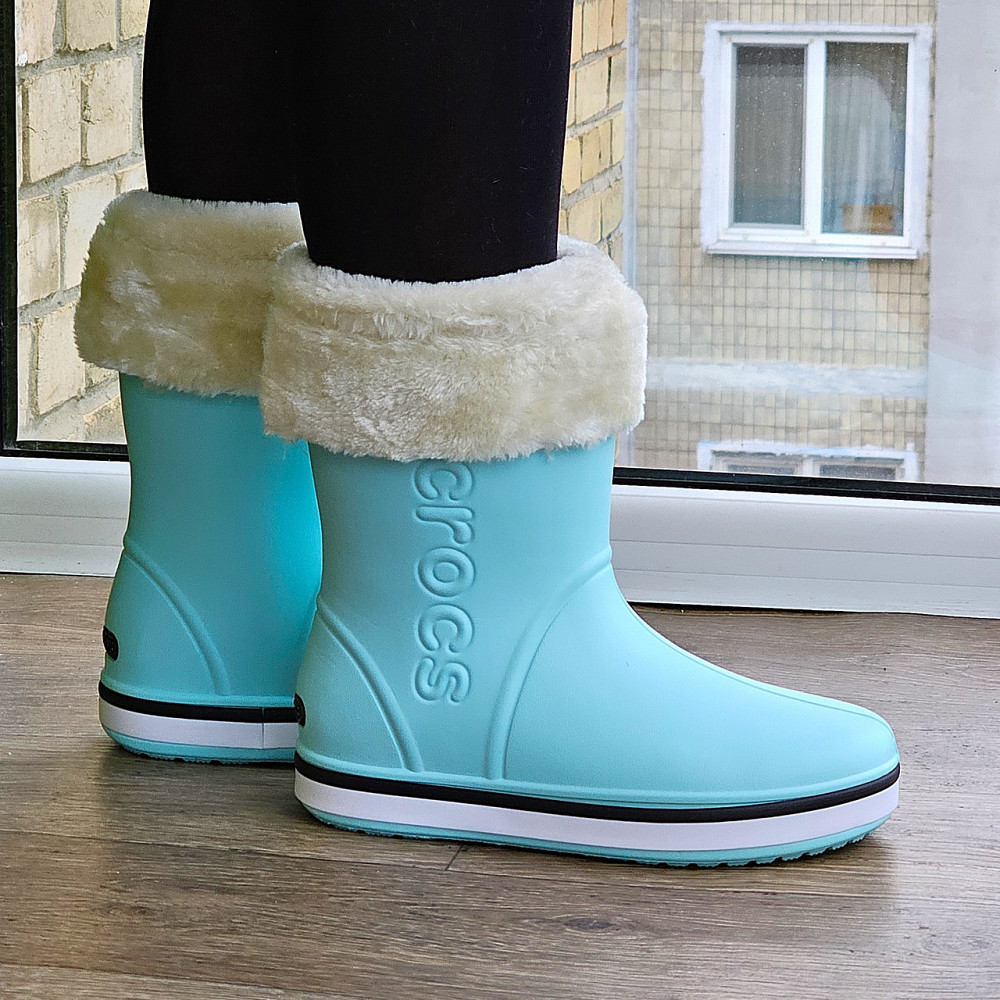 Жіночі Гумові Напівчоботи Блакитні CROCS Бірюзові Чоботи Крокси Теплі Зимові (розміри: 36,37,38,39,40,41) — Дніпро - фото 7