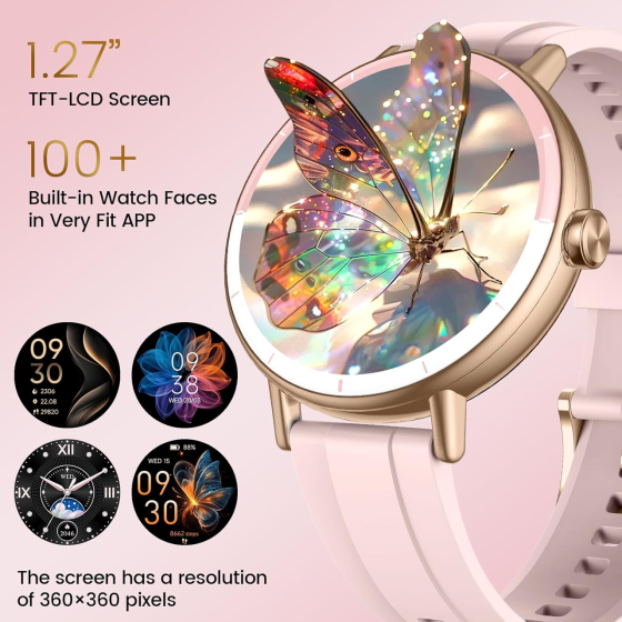 Смарт-часы для женщин Cillso DR05, 1,27″ HD, Bluetooth-звонки, пульс, сон, стресс, 110+ спортрежимов, IP68, розовый Киев