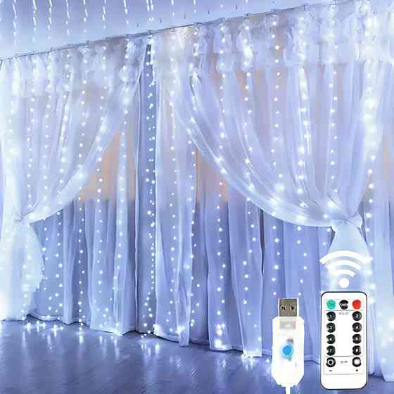 Гирлянда Штора Водопад,от USB,3x2м,с пультом,Белый свет SBR Киев