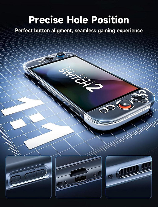Чехол JSAUX PC0119A Прозрачный для Switch 2 (2025) Dockable Split PC+TPU Ультратный Защита JoyCon Киев - изображение 7