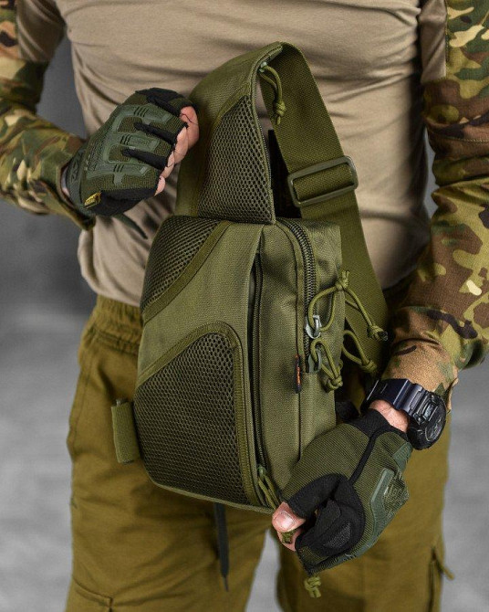 Сумка-слінг тактична з однією лямкою SILVER KNIGHT oliva ВТ6748 Одеса - фото 10