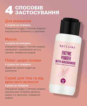 Ензимна пудра з ніацинамідом для обличчя і тіла Reclaire cosmetics 40 г Київ