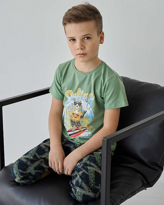 Підлітковий комплект із шортами на хлопчика Tom John — Ведмедик на серфі — Family look тато/син 89900 Київ - фото 8