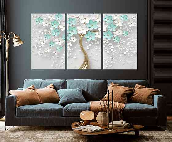 Модульна картина у вітальню/ спальню Дерево в квітах       ART-189_3A 100х150 см Київ