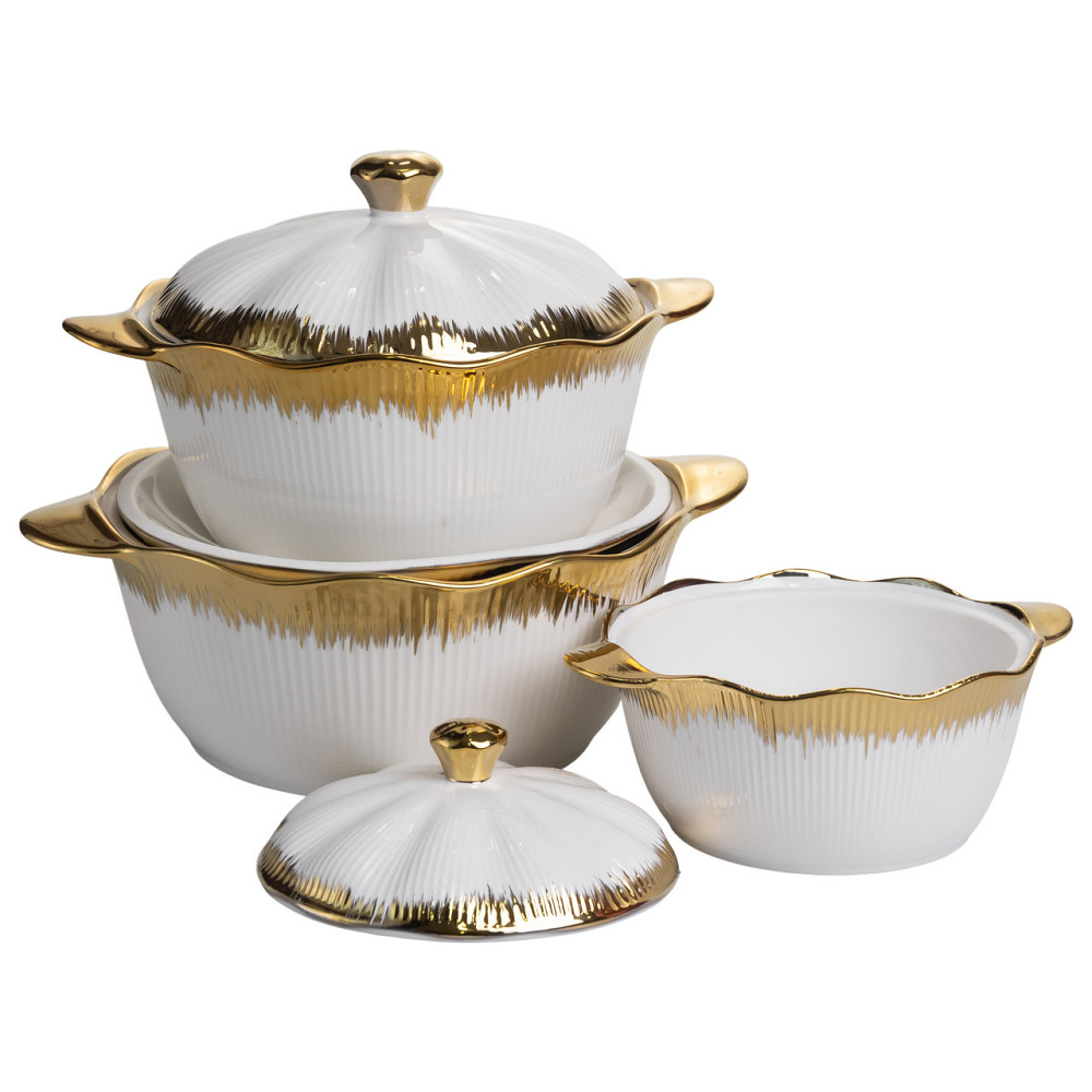 Yiwu Набір супниць порцелянових 3 (шт) 0.8/1.8/2.5 (л) з позолотою -4A Коломыя - изображение 6