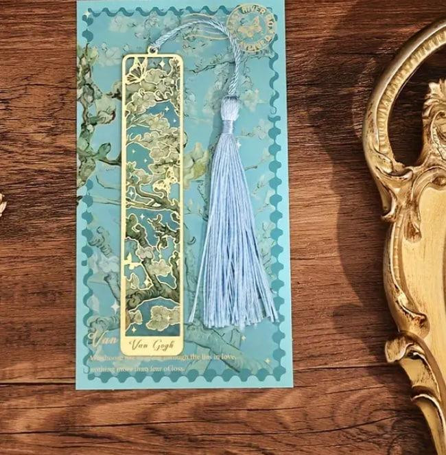 Винтажная металлическая закладка с масляной живописью и кистью. Оригинальная закладка для книг. Киев - изображение 1