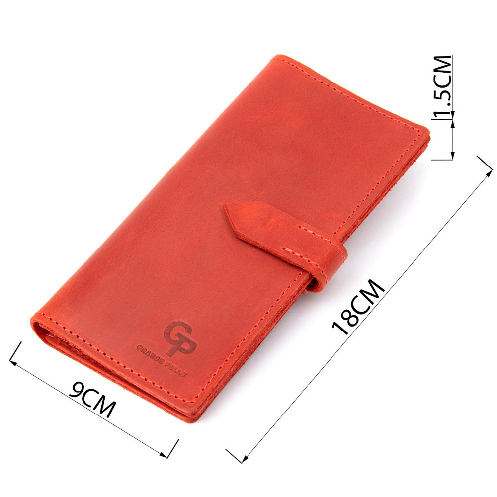 Шкіряне вінтажне жіноче портмоне GRANDE PELLE 11470 Червоний Київ - фото 9