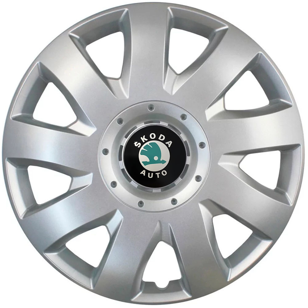 Автомобільні модельні ковпаки R15 Skoda (зелена) 311 4шт, SJS, сріблясті Київ - фото 1