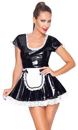Костюм горничной Black Level Vinyl Maid's Dress из винила, черно-белый, M Sex Aura Киев
