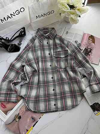 Жіноча тепла оверсайз сорочка в клітинку на ґудзиках кашемір Сірий 2 Одеса