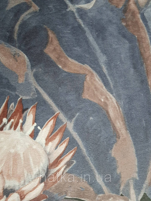 Обои виниловые Decoprint Breeze тропики листья цветы кувшинки коричневые хамелеоны на синем 0.53х10 м Киев - изображение 3