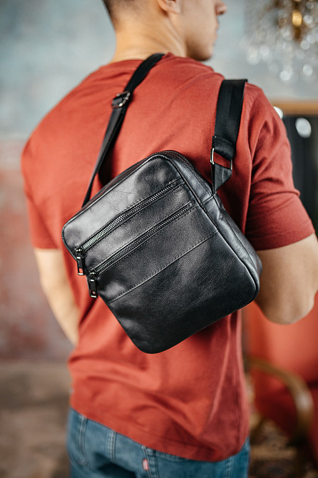 Мужская каркасная барсетка, Вместительная сумка из натуральной кожи, Кожаный мессенджерMasterSem Киев - изображение 3