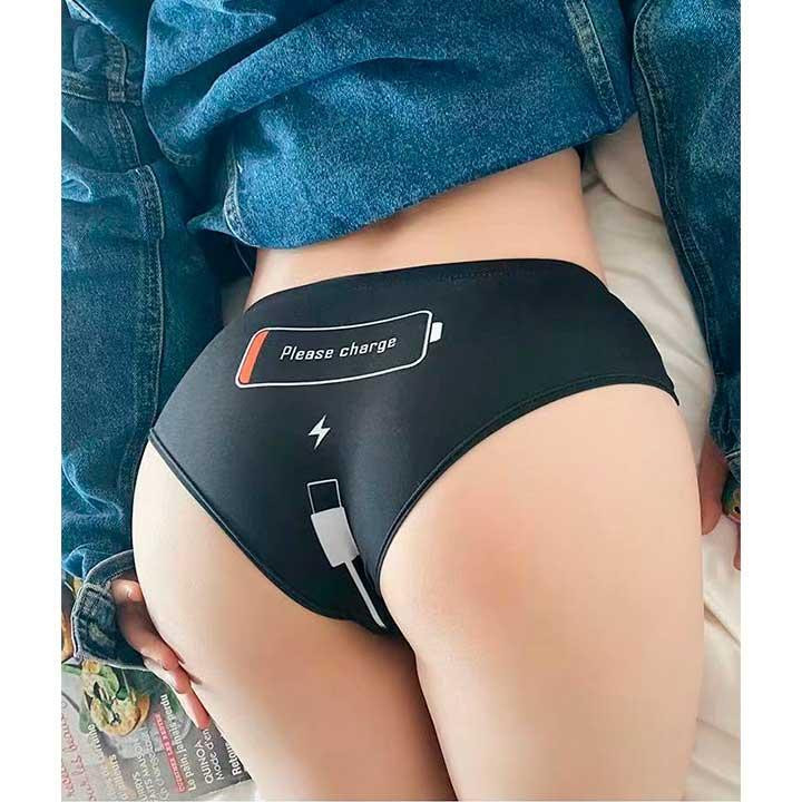 Жіночі трусики "Please charge" - Чорний - S/M - Еротична білизна Вінниця - фото 1