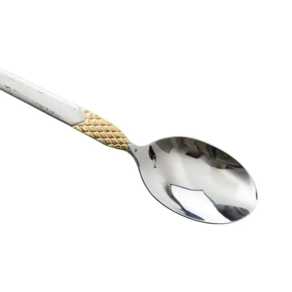 Набір столових ложок 6 штук з нержавіючої сталі ложки столові 21 см Срібло з золотом HP-20-37 Київ - фото 3