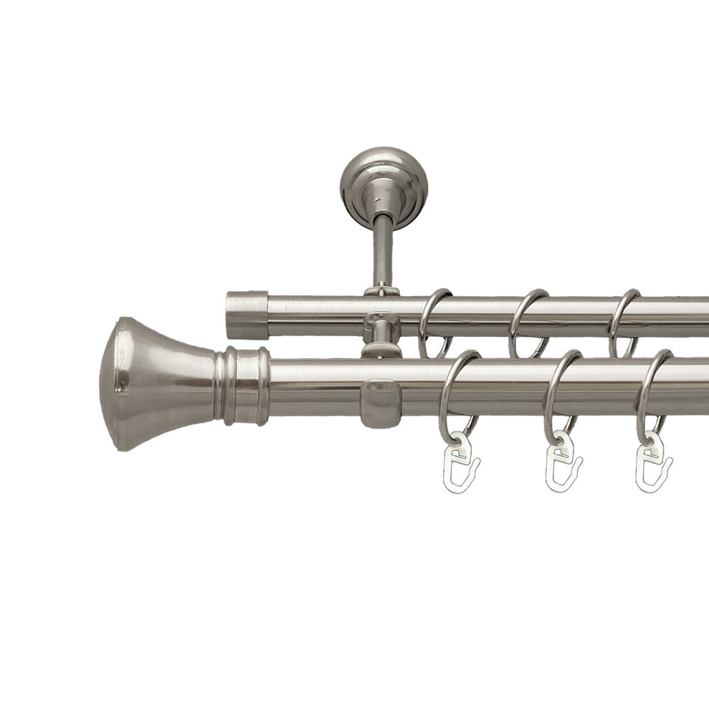 Карниз Orvit Люксор металевий дворядний відкритий Нержавіюча Сталь 25\19 мм 240 см (7075453) Львов - изображение 1