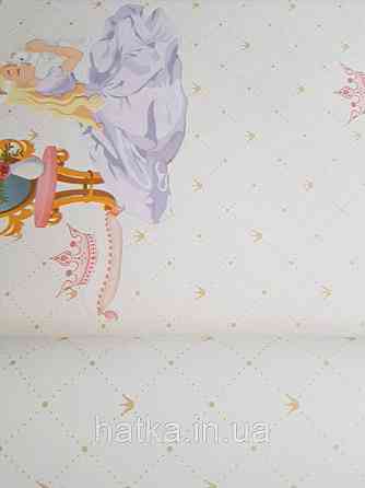Метрові шпалери вінілові на флізеліні AdaWall Ada Kids для дівчинки принцеси корони дзеркала пісочні Київ