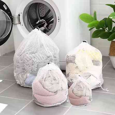 Набор мешков-сеткой для белья со шнурком зятяжкой для стирки в стиральной машине комплект 4 штуки Каменец-Подольский