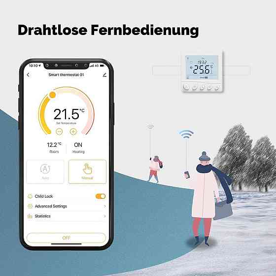 Термостат розумний WiFi MOES кімнатний для водяної теплої підлоги, програмований з Alexa та Google H Київ
