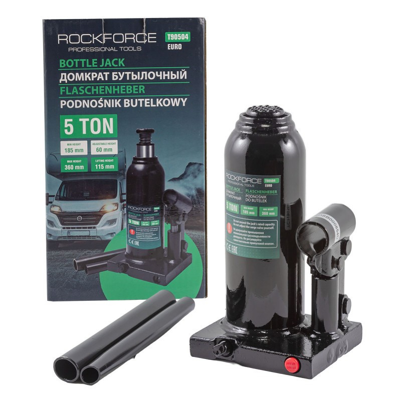 Домкрат пляшковий 5т (h min 194мм, h max 372мм, хід штоку 118мм) з клапаном Одеса - фото 1