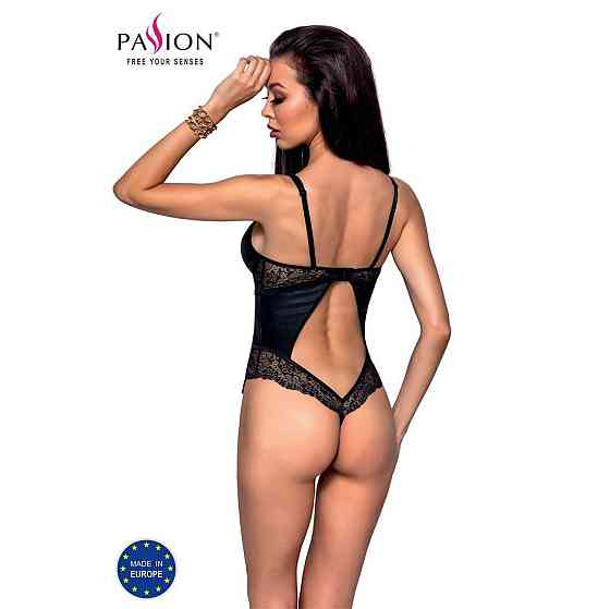 Боді з еко-шкіри та мережива Passion LOONA BODY XXL/XXXL, black Sex Aura Київ