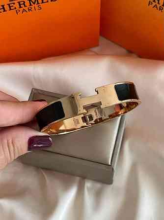 Браслет Hermes жёсткий | черная эмаль | напыление золото  |  напыление серебро 925 Одесса