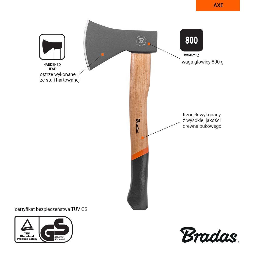 Топор универсальный WOOD, 800 г, деревянный черенок, KT-SW1080 Киев - изображение 3