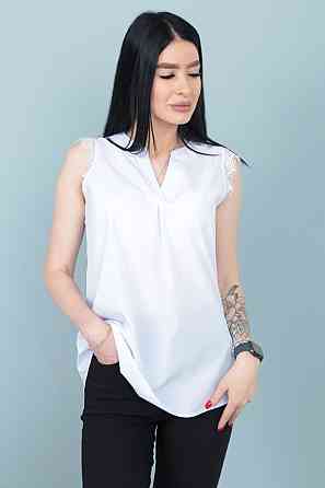 Літня блузка з мереживом "Diana" оптом | Розпродаж моделі Білий, 42 Київ