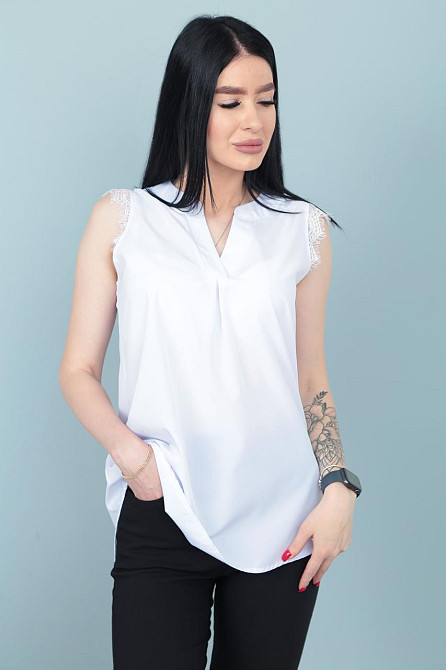 Літня блузка з мереживом "Diana" оптом | Розпродаж моделі Білий, 42 Київ - фото 4