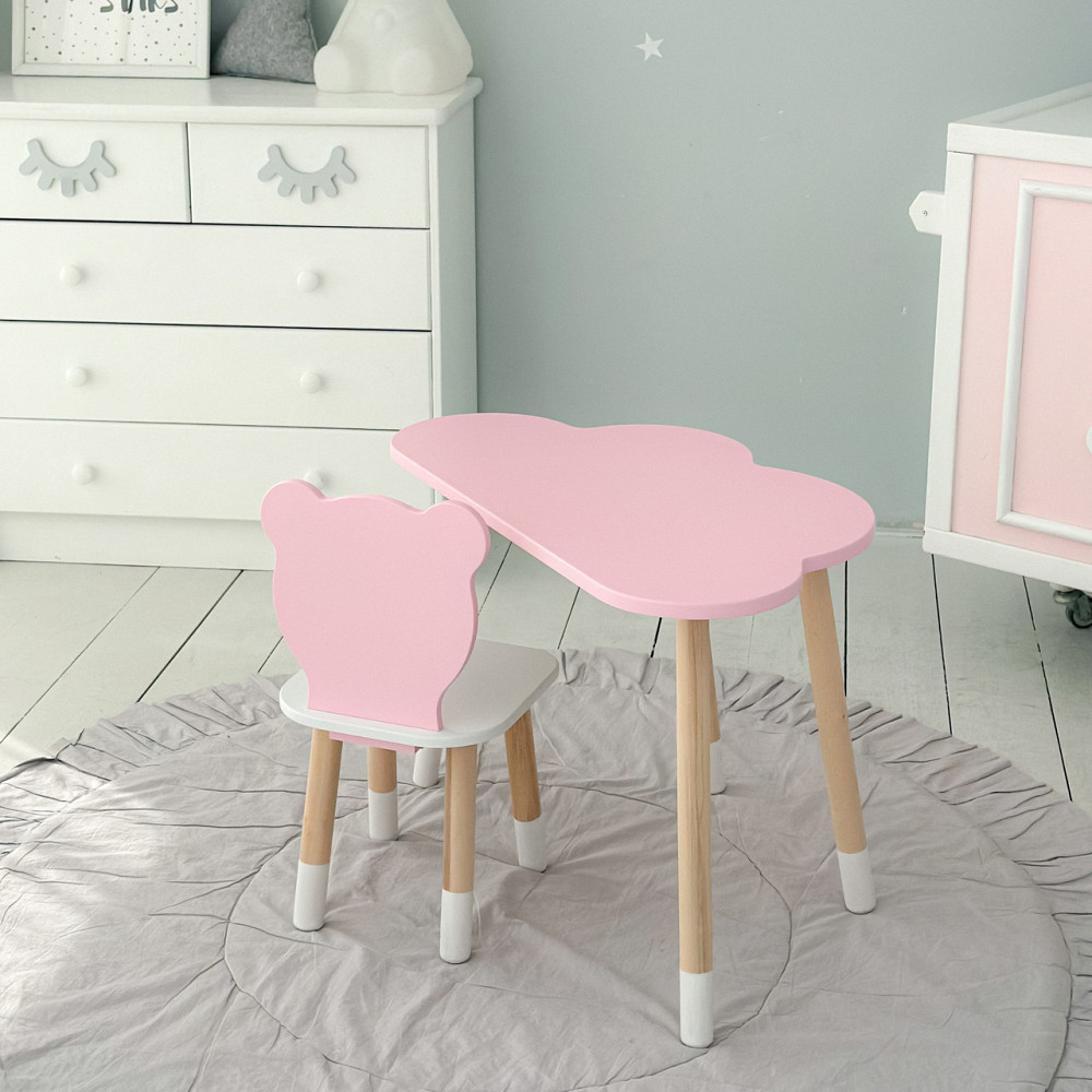 Столик и стульчик для ребенка деревянный набор для рисования и чтения Стол тучка и стул медвежонок детский Киев - изображение 10