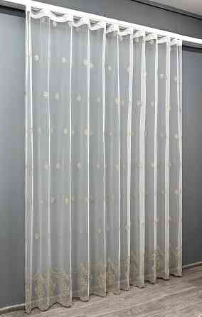Тюль VR-Textil 1825т Грек-сетка с вышивкой и люрексом Молочный с капучино 300х270 см (40-171) Киев